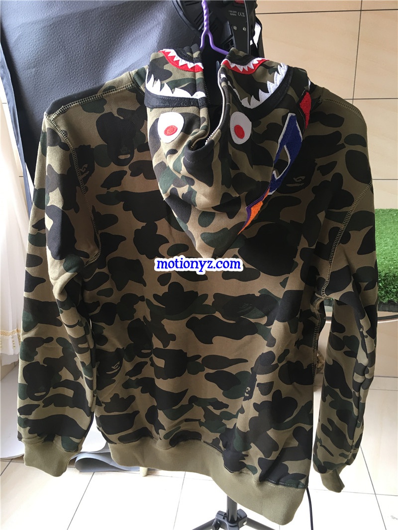 A Bathing Ape Shark Hoodies Green Camo